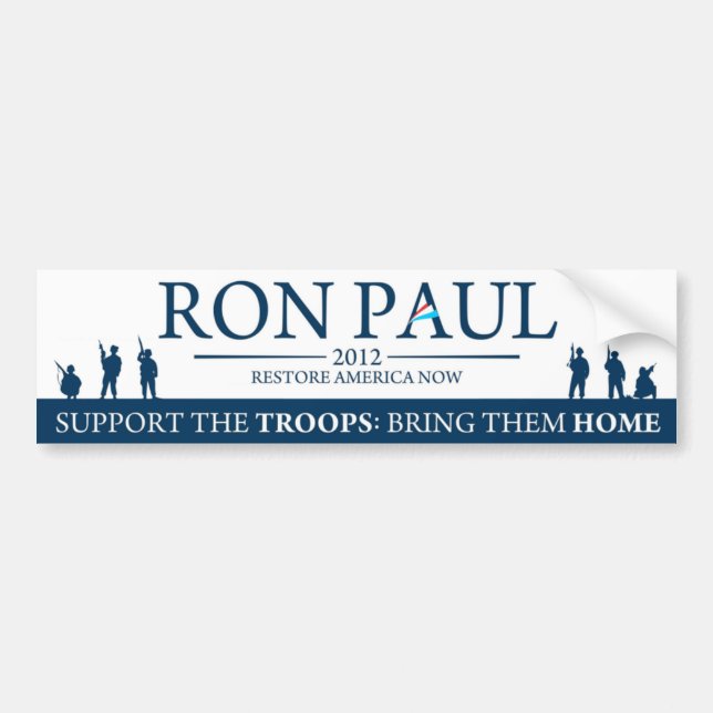 Ron Paul 2012 - Stöd trupperna Bildekal (Framsidan)
