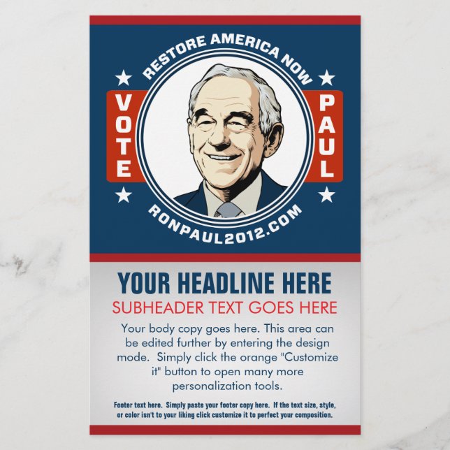 Ron Paul Anpassade Flyer (Framsidan)