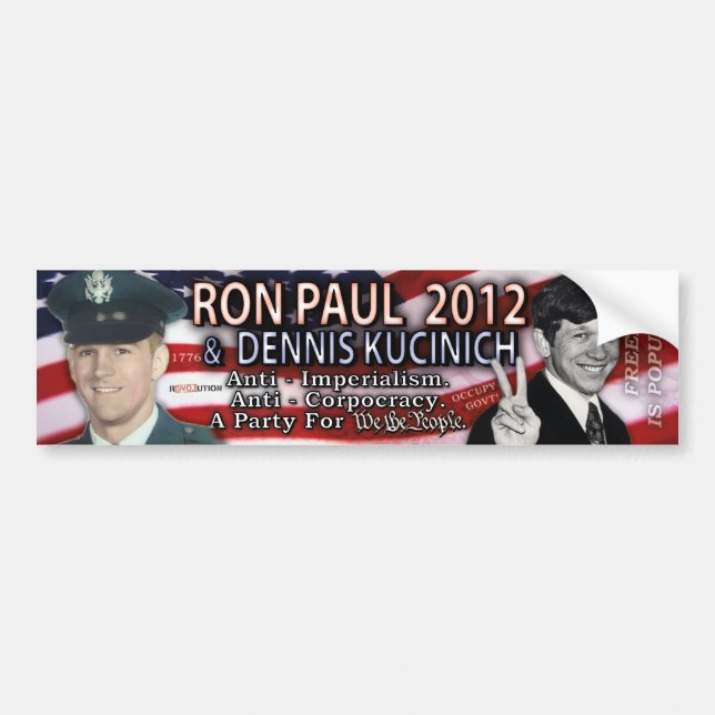Ron Paul & Dennis Kucinich för Vita huset 2012 V2 Bildekal (Framsidan)