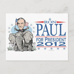 Ron Paul GOP Maskot 2012 Vykort
