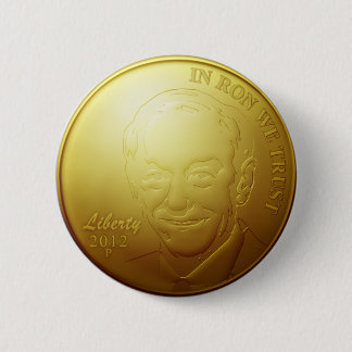 Ron Paul Guld Coin Button Knapp