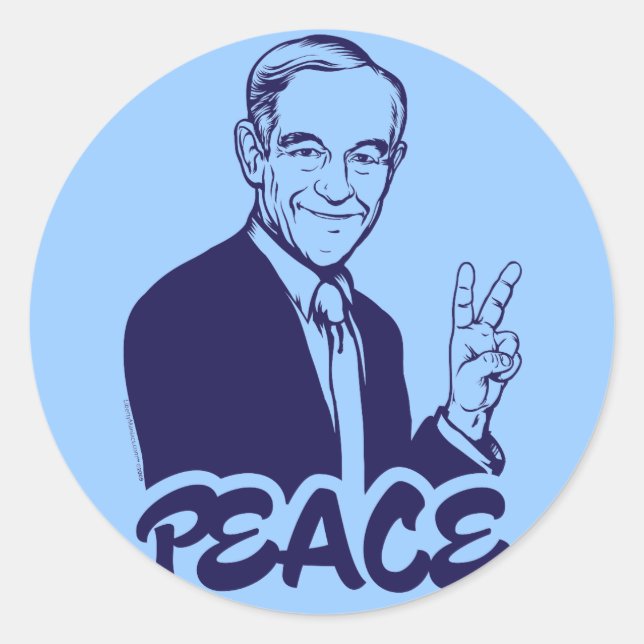 Ron Paul Peace Stickers Runt Klistermärke (Framsida)