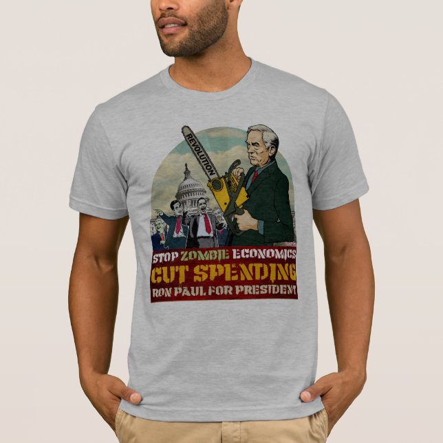 Ron Paul vs. Zombienationalekonomiskjortan T-shirt (Framsida)