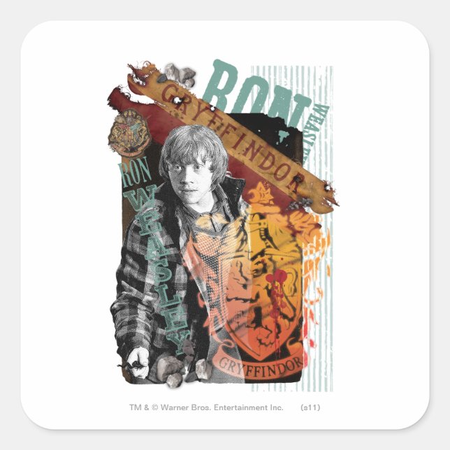 Ron Weasley Kollage 1 Fyrkantigt Klistermärke (Framsida)