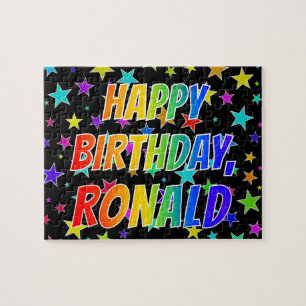 "RONALD" Första Namn, Roligt "GRATTIS PÅ FÖDELS Pussel