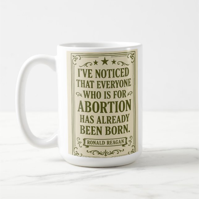 Ronald Reagan Abortion Quote Kaffemugg (Vänster)