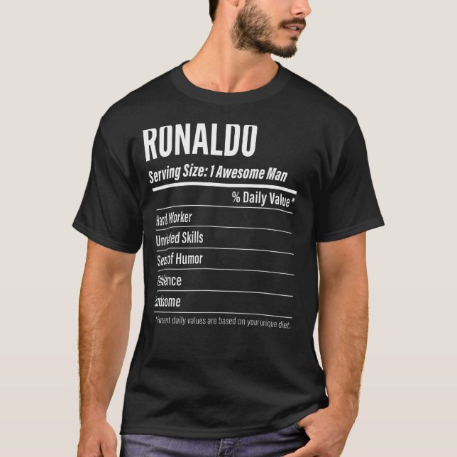 Ronaldo Gift, Nutritional Facts Service Storlek, C T Shirt (Framsida)