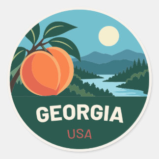 Rond Georgia USA – Vintage Travel Sticker Runt Klistermärke