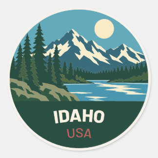 Rond Idaho USA – Vintage Travel Sticker Runt Klistermärke