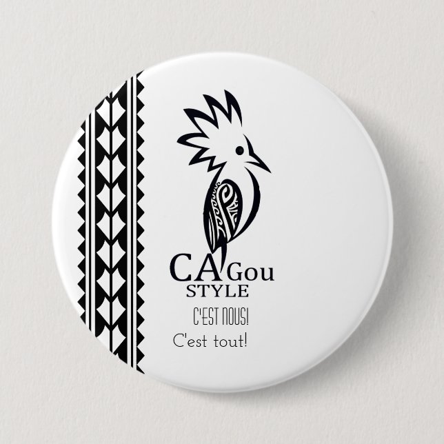 Rond, Très grand : 7,6 cm Cagou Style Knapp (Framsida)