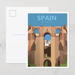 Ronda Spain Vintage Art Travel Illustration Vykort