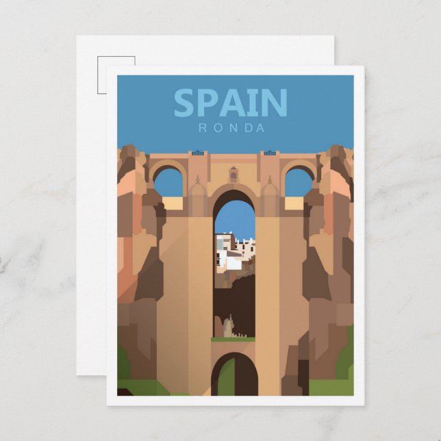Ronda Spain Vintage Art Travel Illustration Vykort (Fram/baksida)