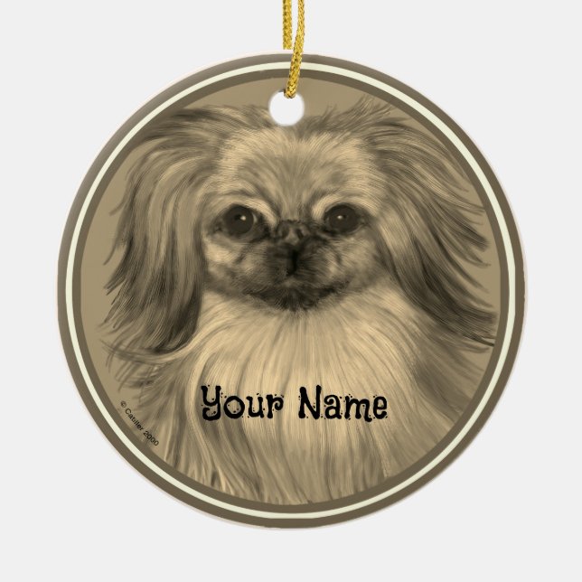 Rondo Pekingeser hund prydnad Julgransprydnad Keramik (Framsidan)