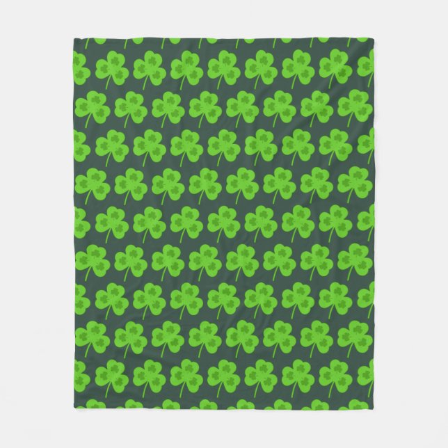 RÖNGBLÅ GRÖNT BLAD ST PATRICK'S DAY FLEECEFILT (Framsidan)