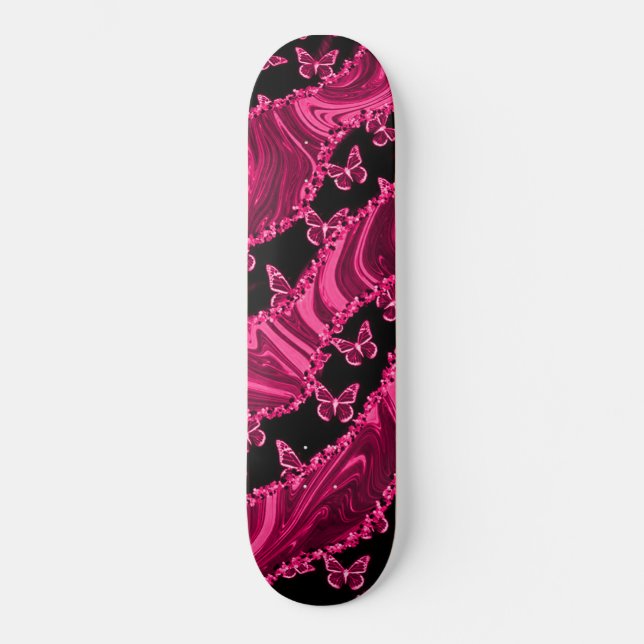 RONIN Rosa Butterfly Silke Skateboard (Framsida)