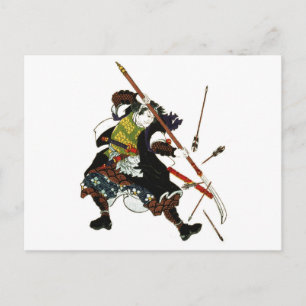 Ronin Samurai Deflection Arrows Japanskt Art Vykort