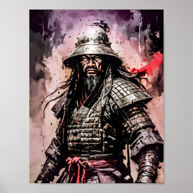 Ronin samurai-krigare bläck teckning poster (Framsidan)