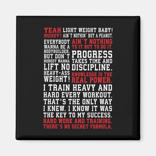 Ronnie Fitness citerar Gym Workout Bodybuilding mo Magnet (Framsidan)