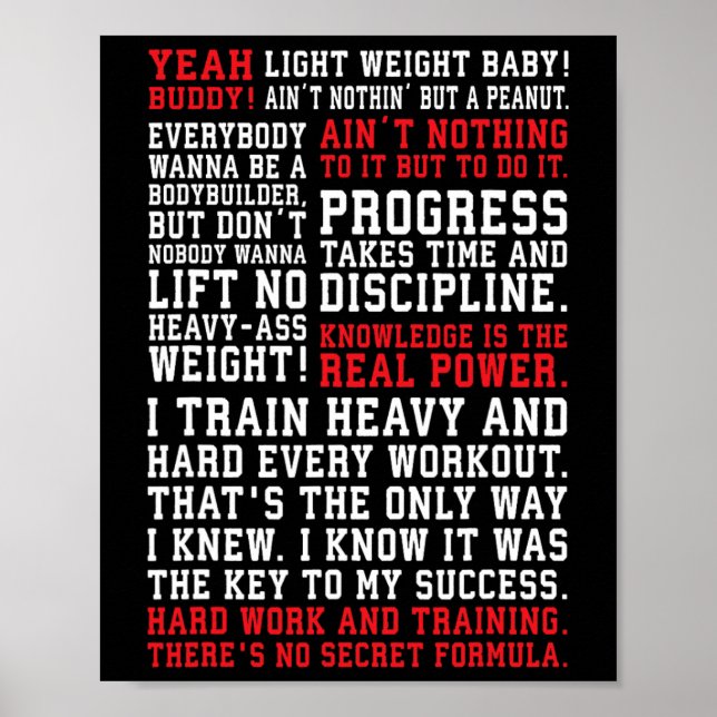 Ronnie Fitness citerar Gym Workout Bodybuilding mo Poster (Framsidan)