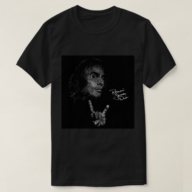 Ronnie James Dio Scribble Art Acrylic Block T Shirt (Design framsida)