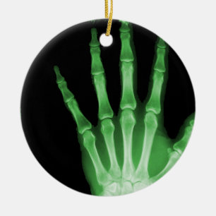 RÖNTGA SKELETT RÄCKER FINGERGRÖNT JULGRANSPRYDNAD KERAMIK