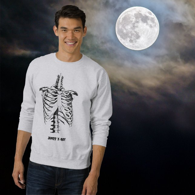 Röntgen Rib Cage Funny Halloween Customize Lång Ärmad Tröja (Skapare uppladdad)