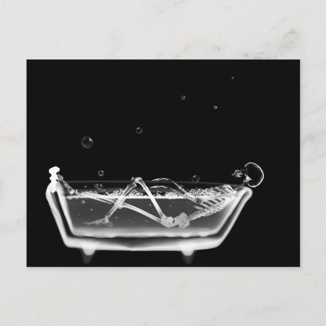 Röntgen Skelett Svart-vit badtid Vykort (Framsida)