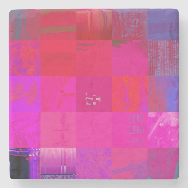 Röntgenflickor Glitch Art Grid Hot Pink Stenunderlägg (Framsidan)
