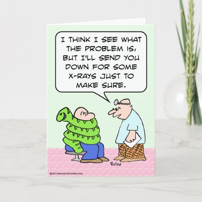Röntgensnubben doktor inlindad i orm kort (Framsida)