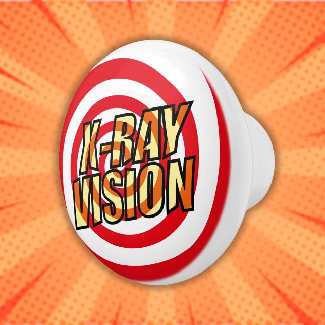 RÖNTGENSTRÅLEFUNKTION Rolig Retro Serietidning Pop Knopp (X-RAY VISION Fun Retro Comic Book Pop Art Ceramic Knob)