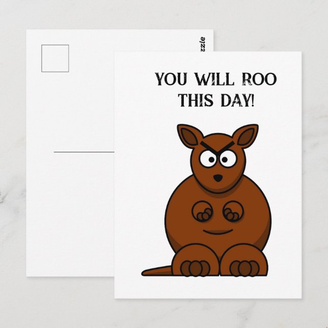 Roo den här dagen, Argen Kangaroo Tecknad Vykort (Fram/baksida)