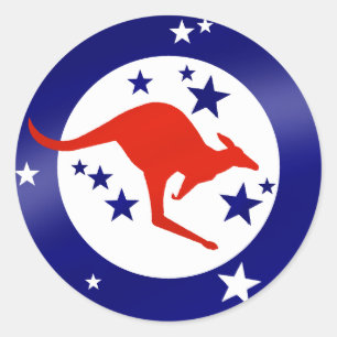 Roo Flagga of Australia Kangaroo Oz Aussie Runt Klistermärke