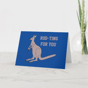 Roo-ting for you Cute Aussie Funny Kangaroo Pun Kort