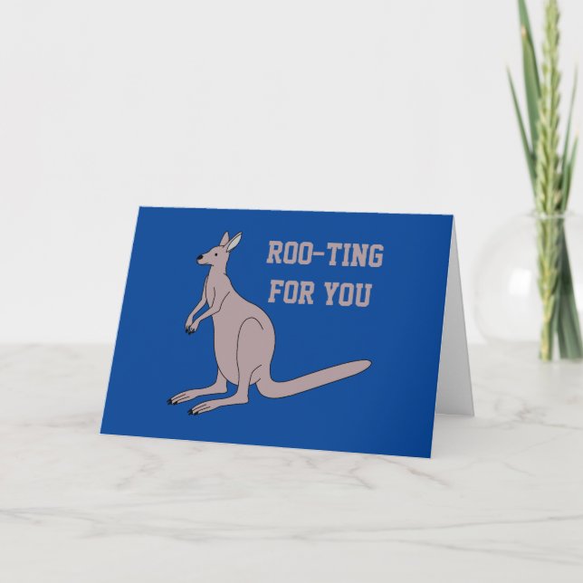 Roo-ting for you Cute Aussie Funny Kangaroo Pun Kort (Framsida)