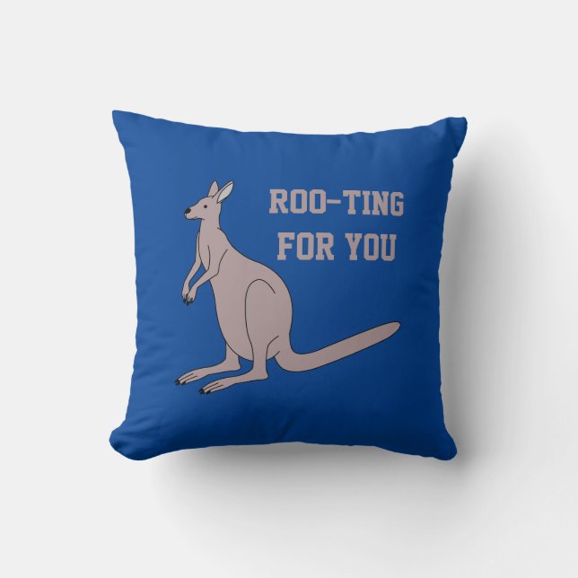 Roo-ting for you Cute Aussie Funny Kangaroo Pun Kudde (Framsida)