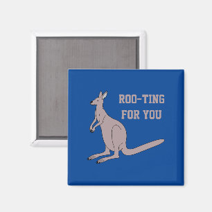 Roo-ting for you Cute Aussie Funny Kangaroo Pun Magnet