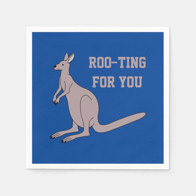 Roo-ting for you Cute Aussie Funny Kangaroo Pun Pappersservett (Framsidan)