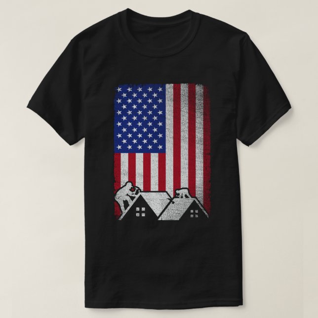 Roofer American Flagga Roofing ConTRAP T Shirt (Design framsida)