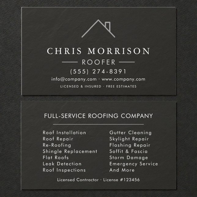  Roofer Black Silver Stone Slate Roofing Company Visitkort (Skapare uppladdad)