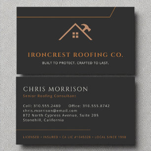 Roofer Construction Modern Black Copper Visitkort