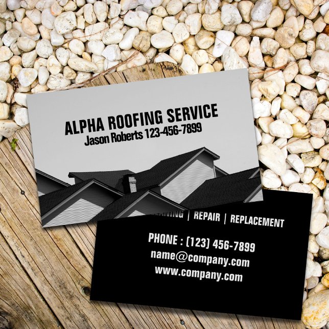 Roofer för bygg- och anläggningsarbeten, Tak Visitkort (Contractor Roof Repair Construction Roofing Roofer Business Card)