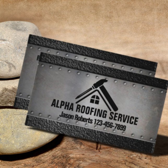 Roofer för bygg- och anläggningsarbeten, Tak Visitkort (Contractor Roof Repair Construction Roofing Roofer Business Card)