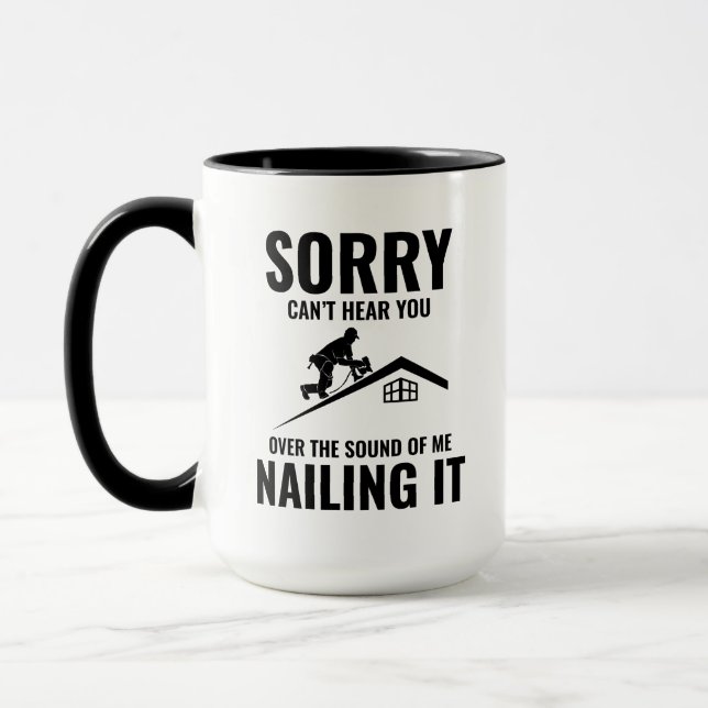 Roofer Humor - Nailing it Roofing Mugg (Vänster)