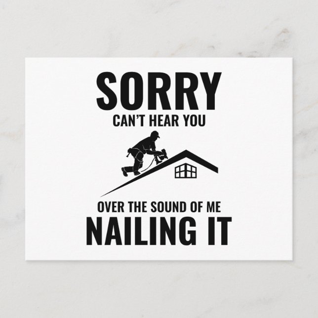 Roofer Humor - Nailing it Roofing Vykort (Framsida)