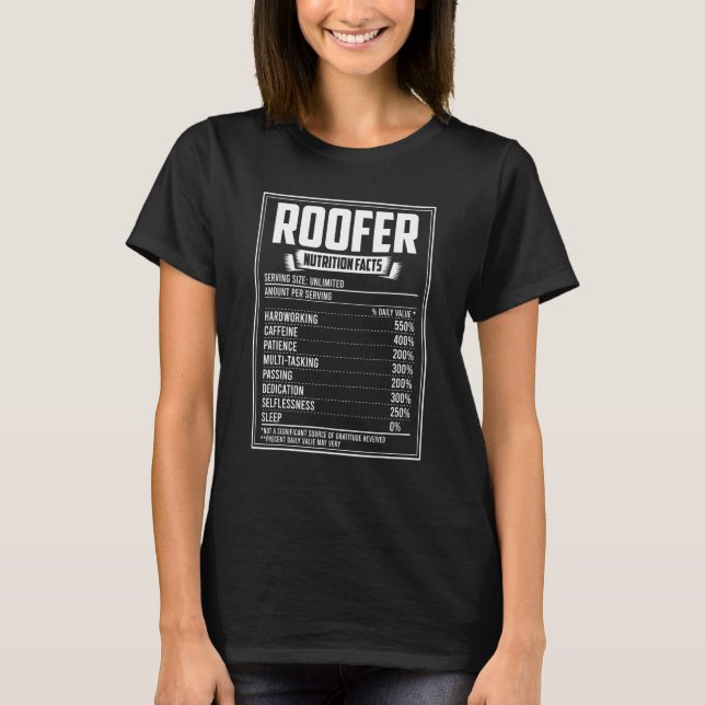 Roofer Nutrition Facts T Shirt (Framsida)
