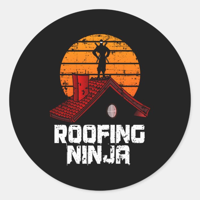 Roofer Roofing Ninja ConTRAP Runt Klistermärke (Framsida)