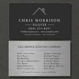  Roofer Silver Metallic Modern Roofing Company Visitkort