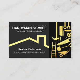 Roofing av snyggt Guld Handyman Verktyg Visitkort