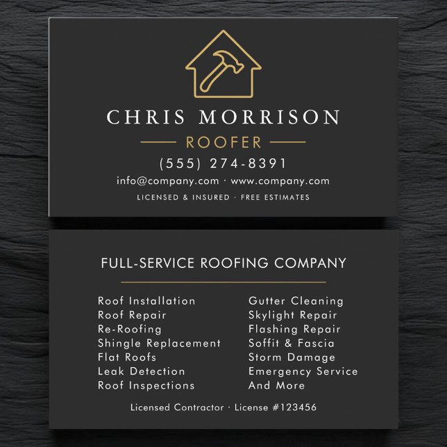 Roofing Black Gold Visitkort (Skapare uppladdad)