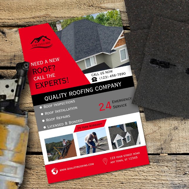 Roofing Business Red Flygblad (Skapare uppladdad)